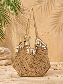 Borsa da spiaggia vintage di grande capacità, borsa da spiaggia bohémien, essenziale per le vacanze, borsa tote in crochet fatta a mano alla moda per donne. Adatta per studentesse universitarie, regalo per il ritorno a scuola e per la festa della mamma, borsa da spiaggia, borsa da spiaggia estiva, borsa da spiaggia per donne, borsa tote per donne, borsa in crochet per donne, borsa essenziale per la spiaggia, borsa tote da spiaggia, abbinamento perfetto per set in crochet, essenziali da spiaggia, forniture da spiaggia, attrezzatura da spiaggia e essenziali estivi - Multicolore - Visualizzare 8