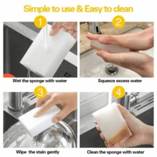 200/100/50pcs Magic Sponge Erasers, White Foam Cleaning Pads, Suitable For Kitchen, Bathroom, Tableware, Furniture, Walls, Ideal For Home Users, Households, Dorms, Multi-Functional Household Cleaning Sponges, Holiday Home Refresh And Seasonal Gift Choice - White - View 8