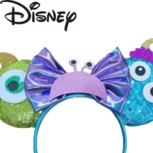 Disney Monsters Inc 紫色幻彩蝴蝶結米妮耳朵頭箍，Mike Sulley 怪獸造型，適合主題樂園與萬聖節 - 彩色 - 查看 5