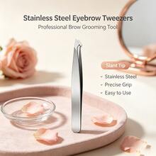 3PCS Multi Tip Stainless Steel Eyebrow Tweezers Matching Ear Pick For Salon Beginners Sculpt Brows Extract Loose Facial Hairs Clean Earwax Durable Practical Makeup Accessory - 3-piece Set - View 4