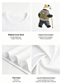 CAMEL CROWN Panda Print Quick-Dry Short Sleeve T-Shirt, Unisex Loose Fit Crew Neck Top, Soft Skin-Friendly Breathable, Suitable For Spring, Summer And Autumn - White Cobblestone - View 6