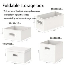 Cajas de almacenamiento plegables | Con tapa, a prueba de polvo, varios tamaños combinables | 8 colores disponibles, armario, dormitorio, almacenamiento y organización - Blanco - Ver 3