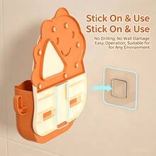 1pc Cartoon Dinosaur Wall-Mounted Toilet Storage Box, Bathroom Shelf, No-Drill Comb, Hair Accessories, Cosmetics Organizer - Multicolor - View 5