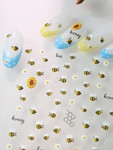 1pc 5D Embossed Bee Nail Art Sticker, Cute Daisy Nail Art Sticker, Self-Adhesive Nail Art Supplies, Suitable For DIY Nail Decoration - Multicolor - View 4