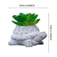 Artificial Succulent Plant With A Turtle-Shaped Cement Pot And Green Succulents, Small And Delicate, Perfect For Home Decoration Or As A Care-Free Gift For Valentine's Day, Back-To-School Season, And More. - Grey - View 11