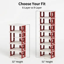 New O-Type Vertical Detachable Shoe Storage 6/9-Layer Rack 1 Modern Shoe Rack Shoe Cabinet Gift Storage Rack Home Storage Rack Home Storage Supplies Footwear Organization Shoe Rack Organizer Entryway Storage Halloween Gifts - Red - View 11
