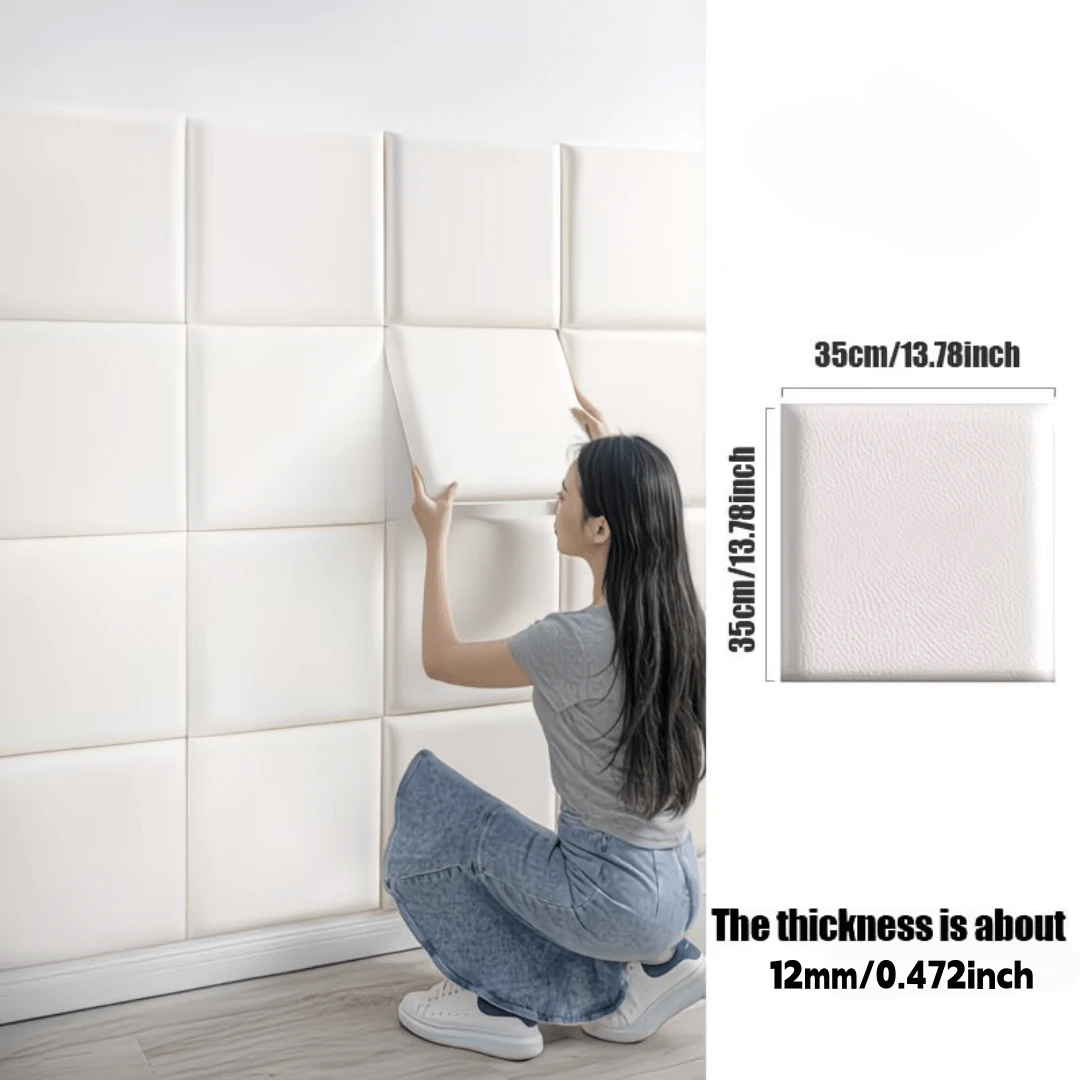 1pc 13.77in X 13.77in Self-Adhesive Wall Panel, Peel And Stick, Removable, Sound-Absorbing Wall Pad, Suitable For Headboard, Bedroom And Office, Soft Padded