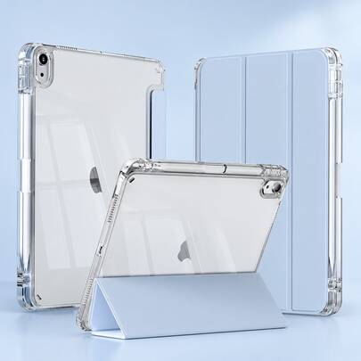 3-Fold Tablet Case Compatible With IPad Air M2/M3 2024/2025 11-Inch Air 5th/4th/3rd Generation Book Style Protective Cover 11th/10th/9th/8th Generation With Pencil Slot Stand Full Protection Auto Sleep/Wake Magnetic Closure