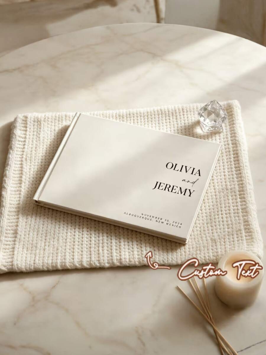 Personalized Wedding Guest Book - Premium Signature Book With Blank Pages, Guest Signing Book, Suitable For Weddings, Graduations, Baptisms, First Communions, Birthday Parties And Other Events, Keepsake For Friends - Multicolor - View 1