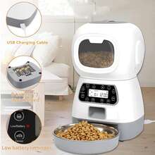 Automatic Pet Food Dispenser, 3.5L/118oz, Smart Pet Feeder, Cat Food Dispenser, With Stainless Steel Bowl, 4 Meals Per Day Scheduled Feeding, With Programmable Timer, Voice Recording Function, With Twist Lock Lid, Suitable For Daily Feeding Of Cats And Dogs - 3.5L - View 8