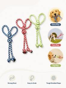 1 pieza Juguete para perros con forma de mariposa de cuerda de colores mixtos, juguete de tirón trenzado para mascotas, adecuado para juegos interactivos, entrenamiento de lanzamiento y transporte, accesorio de juego diario para cachorros y perros pequeños a medianos - Multicolor - Ver 7