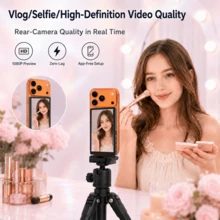 Portable Magnetic Rear Camera Selfie Monitor For Smartphone, HD Vlog Viewing Screen With Wireless Ring Remote, USB And Battery Dual Power, Smartphone Video Recording Tool, Valentine's Day Gift For Selfie And Live Streaming Enthusiasts - Multi-color Silent Version - View 5