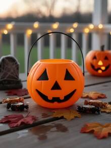 Halloween Pumpkin Bucket Candy Basket Halloween Decoration Halloween Party Favors - 籃子 - 7x5cm - 查看 4