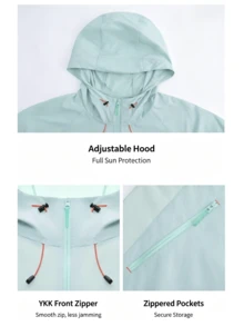 CAMEL CROWN Unisex Summer Raw Yarn Sun Protection Hooded Jacket, UPF100+ Cooling UV Shield Coat For Women & Men - Salt Mist Blue - View 4