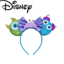 Disney Monsters Inc 紫色幻彩蝴蝶結米妮耳朵頭箍，Mike Sulley 怪獸造型，適合主題樂園與萬聖節 - 彩色 - 查看 6