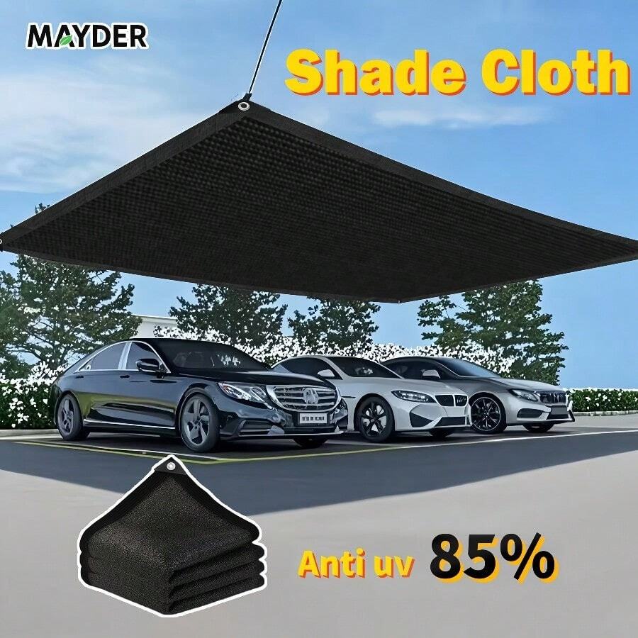RWSEFK Heavy Duty Black Shade Cloth With Reinforced Orange Stitched Edge & Triangle Metal Grommets, UV Resistant HDPE Breathable Sun Shade Net, Foldable Cuttable Sunblock Mesh For Garden Plants Patio Car Parking Greenhouse - Black - View 1