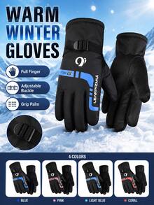 Winter Fleece Touchscreen Gloves, Unisex, Windproof, Waterproof, Warm, Anti-Slip Grip, Suitable For Driving, Cycling, Commuting And Outdoor Activities - Multicolor - View 1