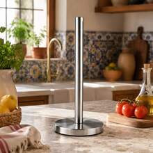 Portarotoli da cucina verticale in acciaio inox ø15cm base pesante antiscivolo supporto carta da cucina design minimalista piano di lavoro - Visualizzare 5