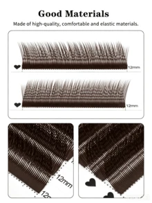 Winky Beauty Ekstensi Bulu Mata Brown Fox YY 5D Fox Eye, Bulu Mata Kipas Miring Halus dan Lembut Siap Pakai, Panjang Campuran 8-13mm, Efek Ekstensi Ekor Mata Rubah, Gaya Camellia, Ekstensi Bulu Mata Tunggal, Tampilan Alami Lembut, 12 Baris - View 3