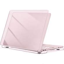2件組粉色透明硬殼筆電保護殼，適用Macbook所有機型，防刮透明塑料保護蓋，適合13 14 15 16吋Air Pro M1 M2 M3 - 淺粉色 - 查看 14
