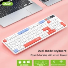 Acer Tablet Keyboard Wireless Bluetooth Dual-Mode Keyboard And Mouse Set Rechargeable Laptop Desktop Computer Office Gaming Mechanical Feel Keyboard IPad Android MAC Phone Tablet Universal - Charging Version - With Display Screen [Single Keyboard] - View 2