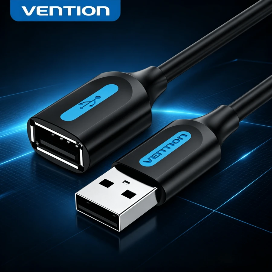 VENTION USB 2.0 Extension Cable, Male To Female USB Extension Cable, High-Speed Data Transfer, Suitable For Mouse, Keyboard, USB Flash Drive, External Hard Drive, Camera And Printer