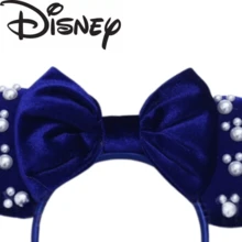 Disney Navy Blue Velvet Pearl Minnie Ears Headband, Classic Bow Pearl Hairband For Daily Park Travel - Multicolor - View 7