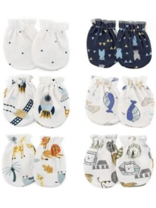 6 Pairs 0-6 Months Baby Mittens, Soft & Skin-Friendly, Newborn Anti-Scratch Hand Protector, Multi-Color Combo Set - 6 Pairs - View 7