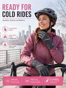 Winter Fleece Touchscreen Gloves, Unisex, Windproof, Waterproof, Warm, Non-Slip Grip, Suitable For Driving, Cycling, Commuting And Outdoor Activities - Multicolor - View 2