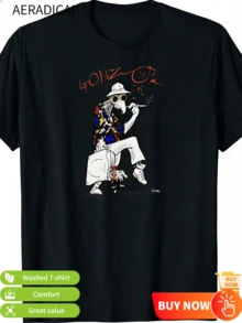 Men's Fear And Loathing In Las Vegas T-Shirt - Iconic Film Art Design With Legendary Characters, Loose Fit Crew Neck, Sizes S-5XL, Classic Cult Tee - Black - View 1