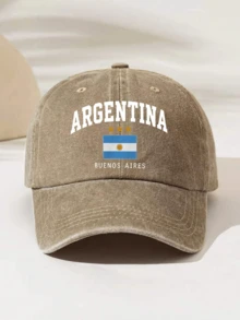 1件時尚極簡水洗棒球帽，印有「ARGENTINA」圖案，極具吸引力的四季裝飾風格，美式復古運動設計，男女通用時尚必備單品，送給家人朋友的完美禮物 - 阿根廷2 - 查看 13