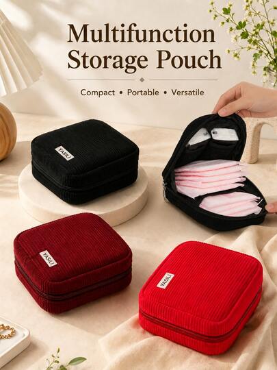Portable Zipper Sanitary Napkin Storage Bag, Holiday Travel Storage Bag, Women's Daily Outdoor Makeup Bag, Small Personal Items Storage Bag