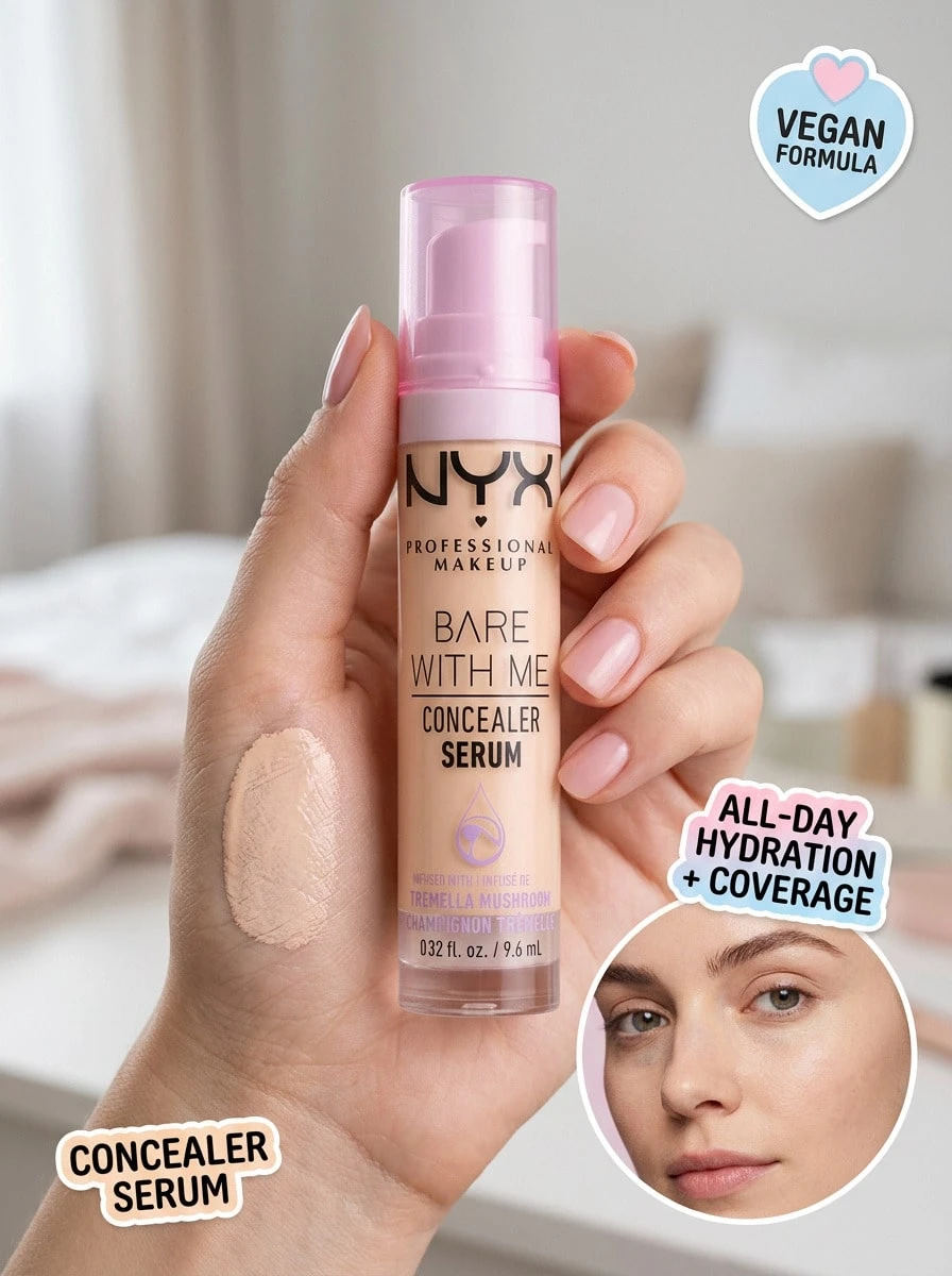 NYX Bare With Me Concealer Serum 02 Light 0.32oz/9.6ml – Concealer, Hydrating, For Dry Skin, 02 Light, Tremella Mushroom, Suitable For Daily Makeup Routine - 02 Light - View 1