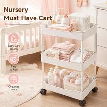 3-Tier Slim Rolling Storage Cart With 360° Swivel Wheels, Narrow Mobile Utility Organizer For Bathroom, Bedroom, Dorm, Kitchen And Laundry Room - White - View 4