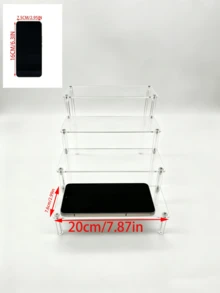 2-3 Tier Adjustable Acrylic Display Stand, Clear Tabletop Storage Rack, Trapezoid Tabletop Organizer For Cupcakes, Candles, Crafts, Toys, Blind Boxes - White - View 7