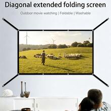 Portable Projector Screen With Edge Extension, 2-Minute Quick Installation, Includes Seamless Hooks, Screws, Ropes And Double-Sided Tape. Suitable For Home Theater, Outdoor Camping, Office Presentation And Party Games. Compact Foldable Design Without Creases, Compatible With Home Theater, Outdoor Camping, Office, Party Games Universal Projector Screen - one-size - View 6