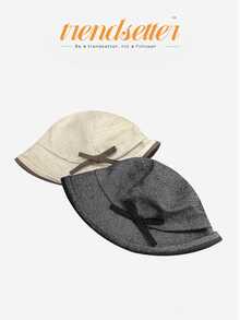 1pc Women's Polka Dot Trim Bow Bucket Hat, Vintage Casual Summer Sun Hat, Lightweight Breathable Travel Hat, Suitable For Outdoor, Vacation, Daily Wear - A - View 4