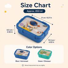 Cartoon Divided Bento Box, Prevents Food Odor Transfer, Cute And Playful, Suitable For Students And Office Workers Lunch, Square Design, Includes Utensils - Multicolor - View 8