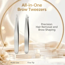3PCS Multi Tip Stainless Steel Eyebrow Tweezers Matching Ear Pick For Salon Beginners Sculpt Brows Extract Loose Facial Hairs Clean Earwax Durable Practical Makeup Accessory - 3-piece Set - View 11