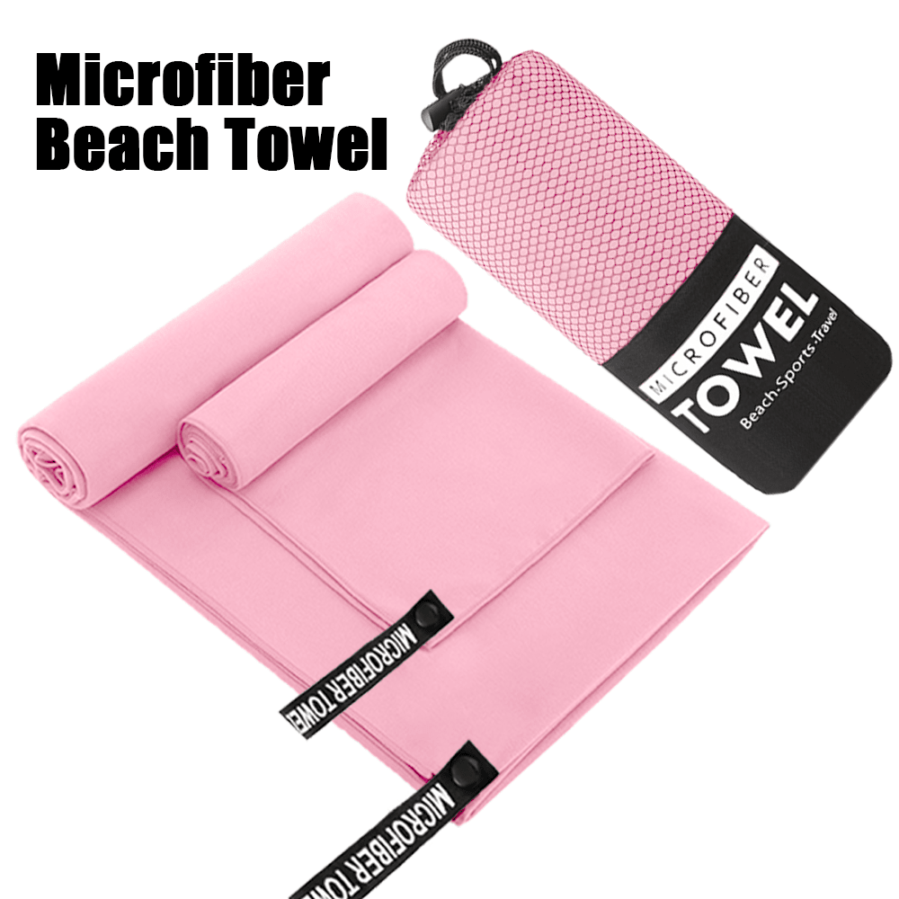 2 Stück Ultra-Feinfaser Anti-Haft Schnelltrocknende Strandtücher, Weiche & Bequeme Fitness-Handtücher, Leichte Atmungsaktive Kompakte Camping-Handtücher, Netzbeutel Praktische Aufbewahrung, Geeignet für Outdoor-Sport, Strand, Fitnessstudio, Yoga