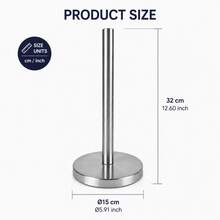 Portarotoli da cucina verticale in acciaio inox ø15cm base pesante antiscivolo supporto carta da cucina design minimalista piano di lavoro - Visualizzare 2