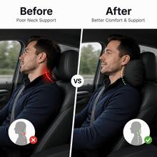 H&R Car Headrest Pillow Neck Support Cushion Ergonomic Driving Comfort Pad - Black - View 4