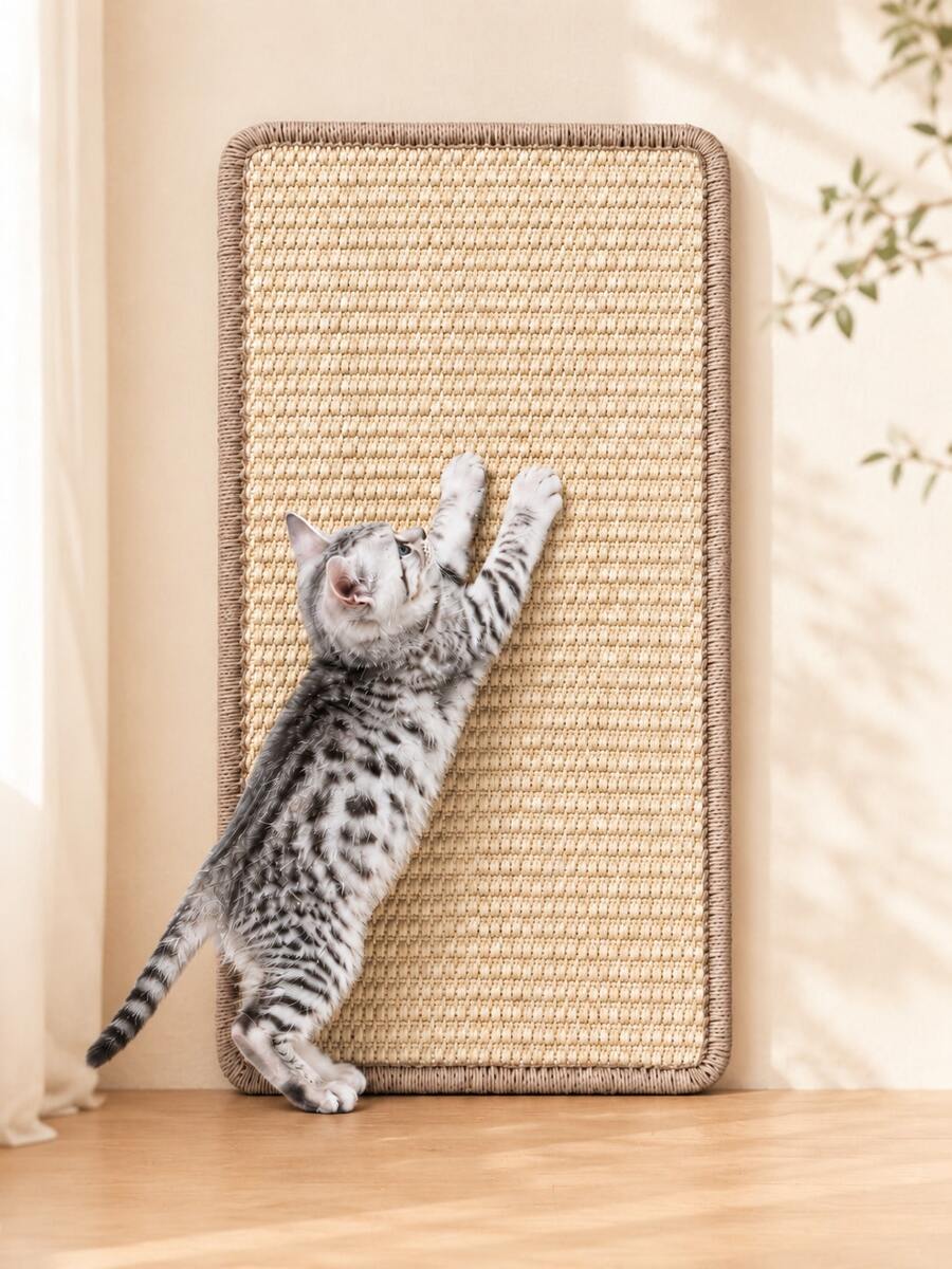 Alas Penggaruk Kucing Sisal, Papan Penggaruk Kucing Perekat Mandiri yang Dapat Dilepas dengan Perekat Kait dan Loop, Alas Pelindung Furnitur untuk Sofa, Dinding, dan Pintu, Papan Penggaruk Kucing Dalam Ruangan yang Tahan Lama - L - View 1