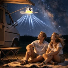 A Portable USB Charging Hanging Fan With Built-In Light,Featuring 4-Speed Wind Adjustment And 3-Level Brightness Regulation, Remote Control And Timing Functions. It Is Suitable For Camping Tents, Dormitories, Bedrooms, Gazebos And Travel. - USB + With Remote Control - View 2