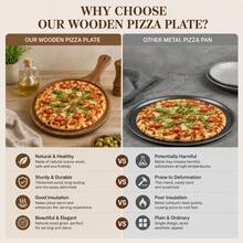 Tábua de Pizza de Madeira, Tábua de Queijo, Bandeja, Prato de Pizza de Alta Qualidade com Alça, Tábua de Corte de Pizza de Madeira Natural, Adequada para Pizza Caseira, Corte de Frutas e Vegetais, Pão, Queijo, Utensílios de Cozinha, Acessórios de Cozinha, Adequada para Natal, Halloween, Páscoa - Visão 5