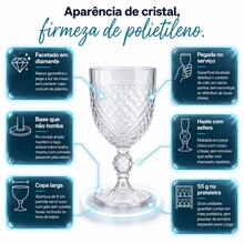 Jogo Taças Facetadas Polietileno Transparente 400ml Kit 4 6 12 Peças Resistente Elegante Aparência Cristal Não Quebra Suco Agua Festa - Incolor - Visão 3