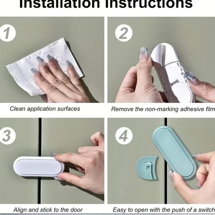 10pcs Invisible Buckle Wardrobe Cabinet Protective Lock, Easy To Install Without Punching, Anti Pinch And Anti Misoperation, Essential For Babies - Multicolor - View 3