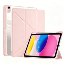 Protective Case Compatible With Ipad 11th Generation, A16 Fashion Y-Fold Tablet Case, High Transparency Acrylic Back Panel, Customizable DIY, Shockproof And Anti-Drop Full Coverage Protection, PU Leather, Suitable For IPad Air 11 Tablet Case, Suitable For IPad 9th Generation 10.2 Inch, 8th Generation 10.2 Inch, Pro 11, 10th Generation Tablet Case - Pink - View 2