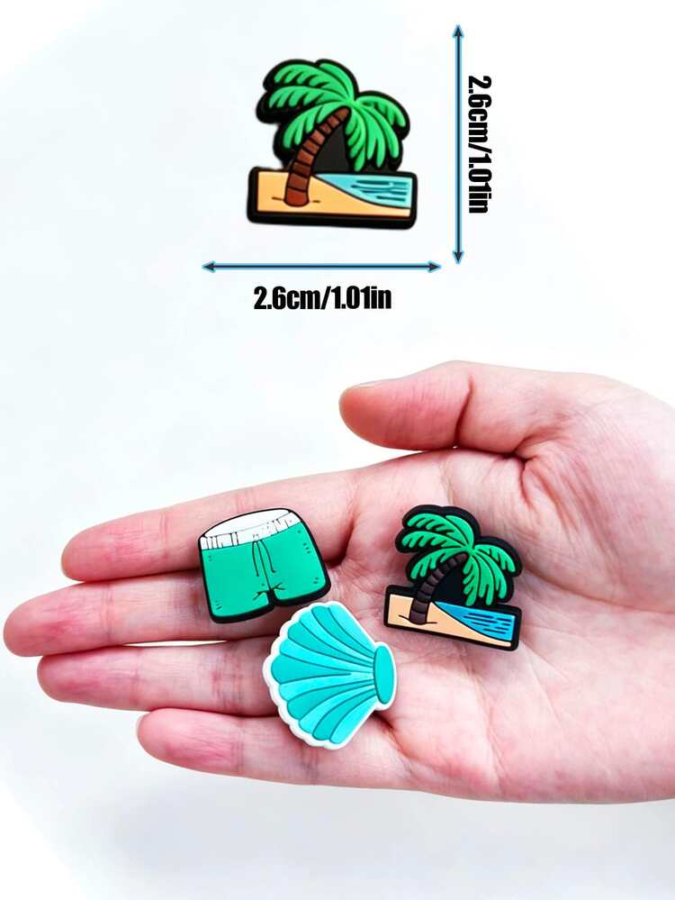 24 buah Hiasan Sepatu DIY PVC Kreatif Seri Musim Panas Berwarna-warni, Cocok untuk Pesta Musim Panas dan Hadiah Ulang Tahun - Mint Green - View 4