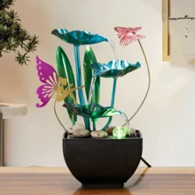 Small Butterfly Water Fountain Desktop Decor, Iron Art Water Feature, Wealth-Attracting Ornament For Living Room, Bedroom, Wedding Anniversary Decoration - 888 - View 5